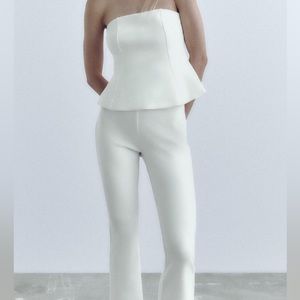 Zara White Peplum Matching Set
